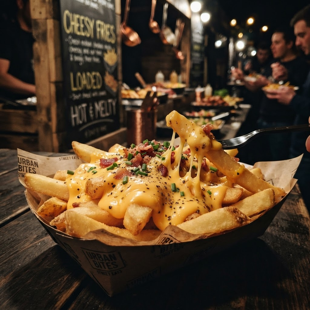 Frytki zapiekane z serem cheddar