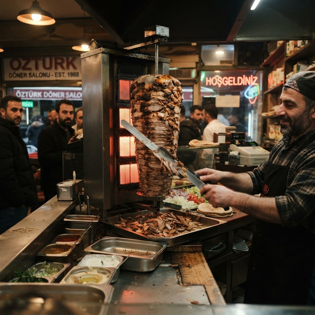 Rożen z mięsem opiekanym w lokalu SERA Kebab