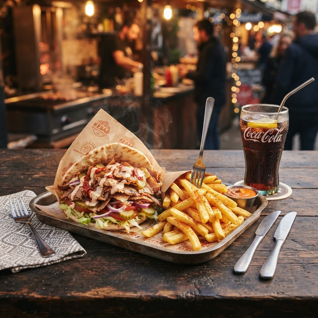 Zestaw kebab z frytkami i napojem
